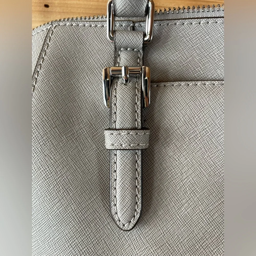 Michael Kors Light Gray Ciara Large Saffiano Leather Satchel - Picture 7 of 16